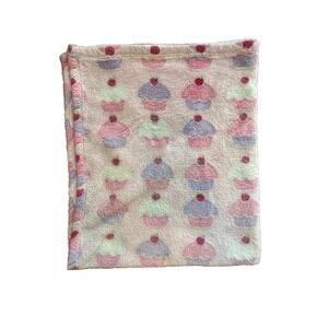 Cutie Pie Baby Blanket Cupcakes Pink Purple Soft 28x38